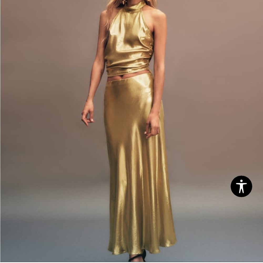 Zara long metallic skirt